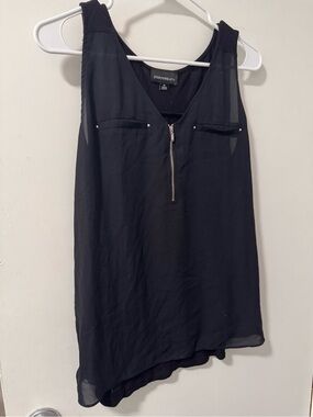 Fortune + Ivy Black Sleeveless Zip Front Tank